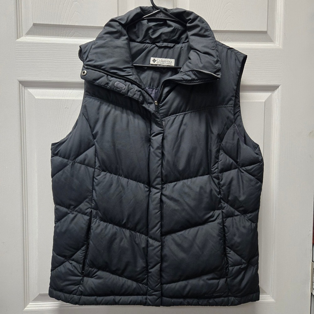 Columbia Mens Quilted Feather Down Filled Puffer Vest Ripstop Full Zip Shell
